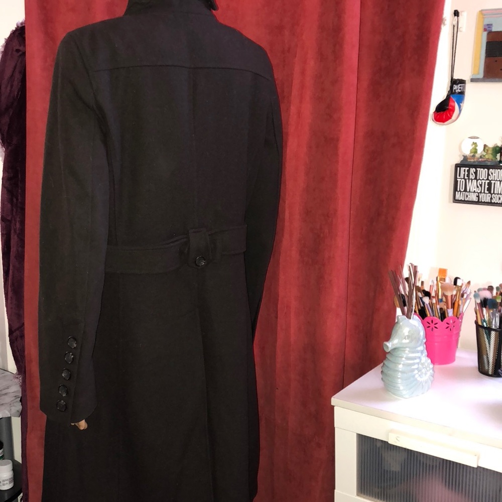 Brown Wool Knee Length Buttoned Down Belted Coat - image 5